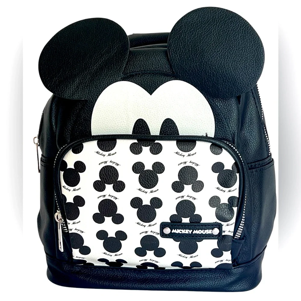Adorable Black and White Mickey Mouse Backpack with Iconic Ears.  New with Tags.